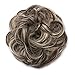 Scrunchy Updo Wavy Straight Hair Bun Clip Messy Donut Chignons Synthetic Hairpiece Hair Extension (medium brown & bleach blonde-thicker)