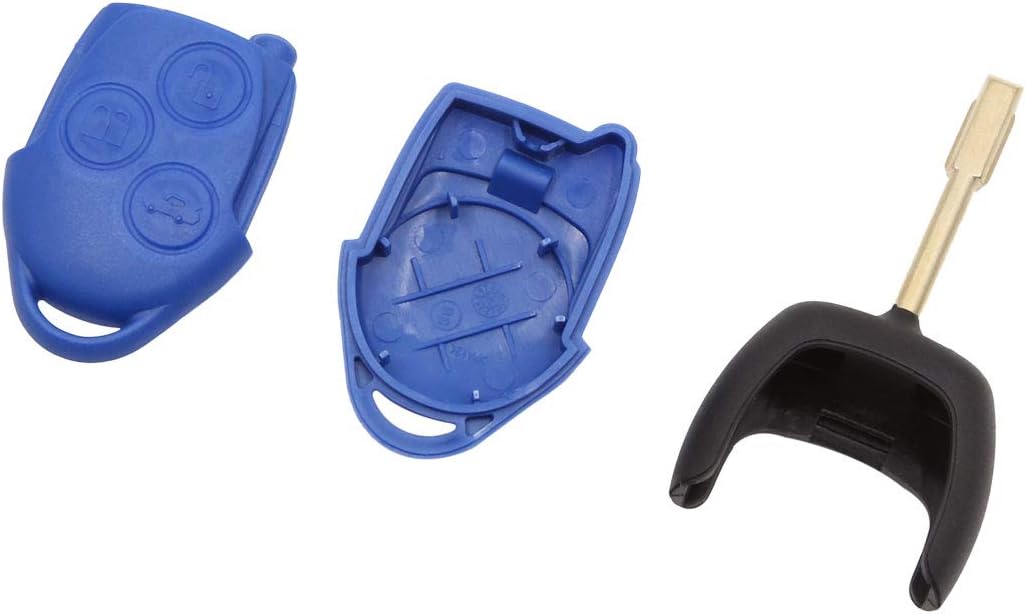 sourcing map 3 Button Uncut Insert Key Fob Remote Control Case Shell for Transit, Blue, 9.4x3.6x1.2cm / 3.7"x1.42"x0.47"(L*W*H) - Image 4