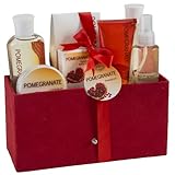 Large Bath and Body Spa Gift Set for Women, in Pomegranate Fragrance by Freida and Joe, Includes a Shower Gel, Bubble Bath, Bath Salt, Body Spray, Body Lotion, Body Scrub, and Bath a Soap