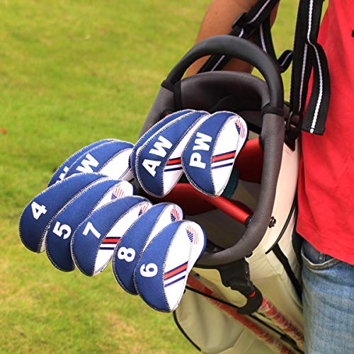 SunTrade 10pcs Golf White & Blue US Flag Neoprene Golf Club Head Cover,for Titleist, Callaway, Ping, Taylormade, Cobra, Nike, Etc. - Thumbnail 6