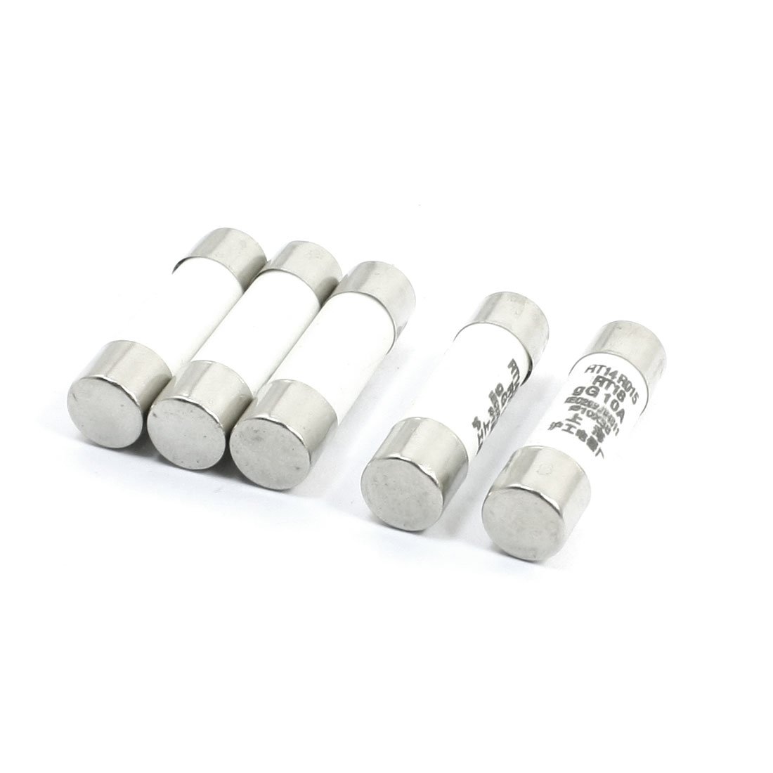 uxcell AC 380V 10A 10x38mm Ceramic Cylindrical Fuse Links RT14/RT18 5Pcs