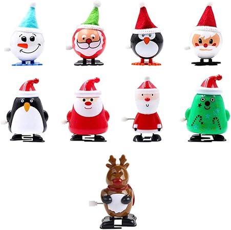 Amazon Ledmomo クリスマステーマのゼンマイおもちゃ サンタ トナカイ ペンギンなど 9pcs 子供へのプレゼント 大工さん おもちゃ