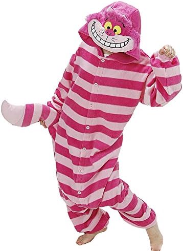 Harvey Unsex Men's Women's Nightclothes Cosplay Kigurumi Flannel Anime Cartoon Onesie Adult Pajamas Nighty Cheshire cat Size L