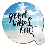 Personalized Round Mouse Pad, Printed Good Vibes