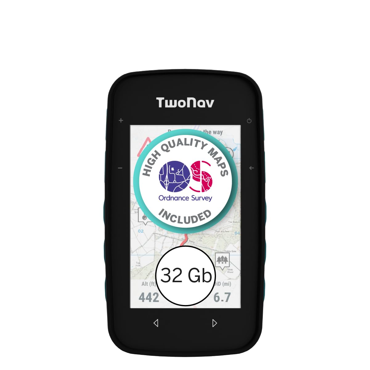 TwoNav Cross Plus (32 GB) + 1 zone of Great Britain Ordance & Survey Topo 1:50.000 map, GPS bike computer with 3.2-inch screen for MTB, cycling, trekking or hiking