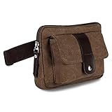 Ibagbar Small Fashion Multifunction Vintage Canvas Waist Bag Fanny Pack Running Pack Outdoor Bag Sporting Bag Cycling Leisure Bag with Detachable Belt for Men and Women