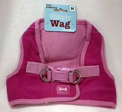 SimplyWag Dog Body Harness MEDIUM Pink Fleece