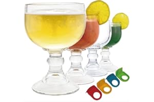 Chefcaptain Margarita Glass Schooner - Set Of 4 JUMBO SIZE 26.5OZ XL Goblet Crystal Style ZERO LEAD Shrimp Cocktail, Coronari