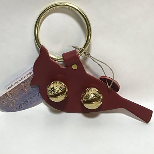 Red Cardinal Designer Door Hanger with Two Rich Sounding Brass Bells - Handcrafted / Made in New Hampshire USA