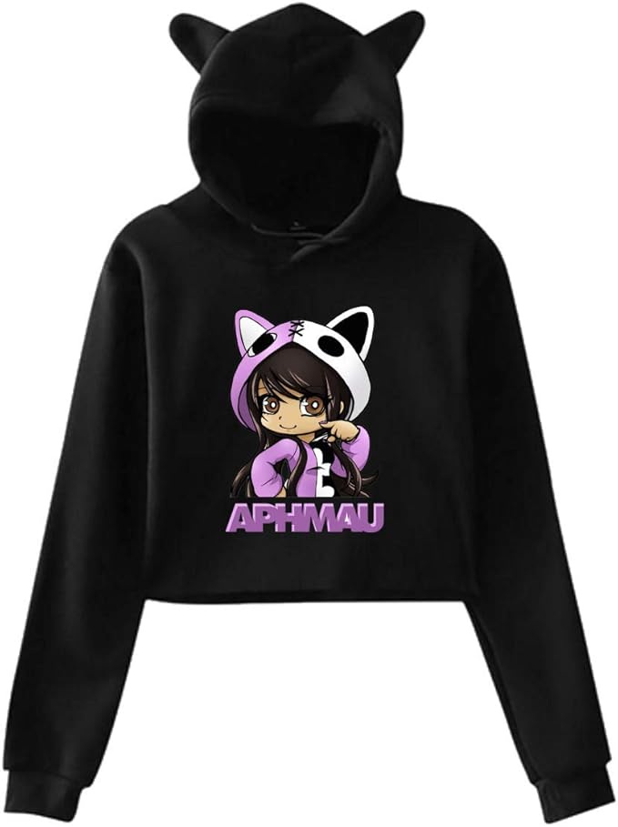 JXZO Aphmau Teenager Girls Long Sleeve Cute Cat Ear Hoodie Sweatshirt