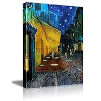 Canvas Wall Art - Cafe Terrace at Night Van Gogh - Poster Giclee Wall Decorations for Living Room High Definition Printed - 16x24 inches