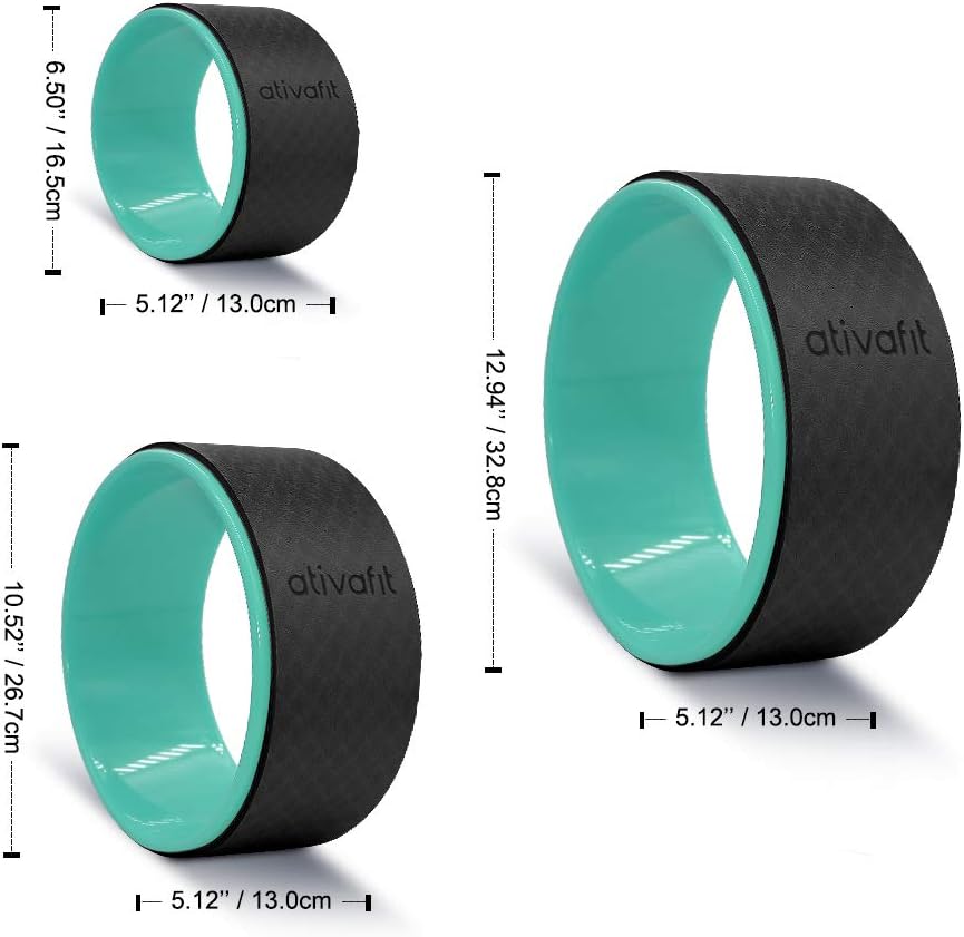 ATIVAFIT Sports Yoga Wheel Set, 3 Pack Yoga Roller Rad for Back Pain and Improving Your Yoga Poses, Perfect for Stretching, Improving Flexibility and Backbends (12 inch, 10 inch, 5 inch) : Sports & Outdoors