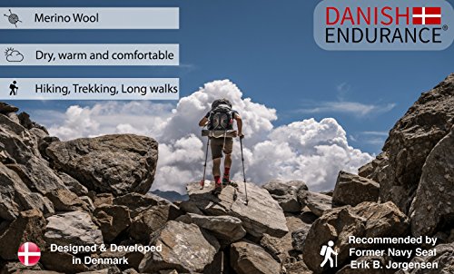 [- Merino Wool Hiking & Trekking Socks by DANISH ENDURANCE for Men and Women, Temperature Contr