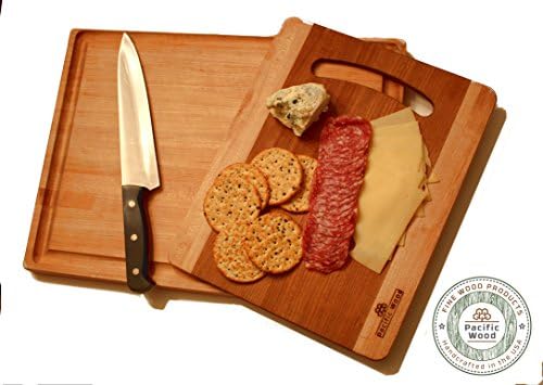 Cutting Board set of 2 Wood Light Weight Cherry With Handle and Hard Maple Wood Extra Large Cutting Board Drip Groove Juice Well for Carving Meat, Both are Edge Grain, Reversible, Made in the USA