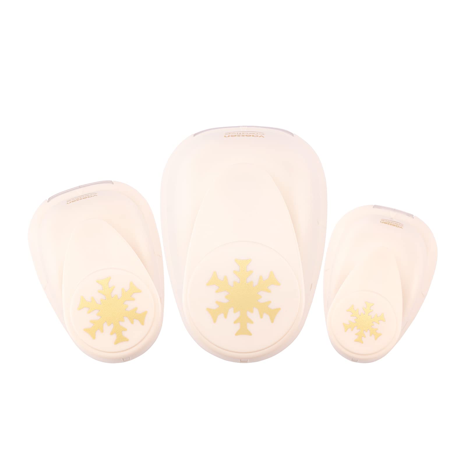 Vaessen Creative Craft Paper Punch - Snowflakes - 3 Pcs - Various Sizes - Circle Cutter for Crafting and Card Making, Ivory — image 1