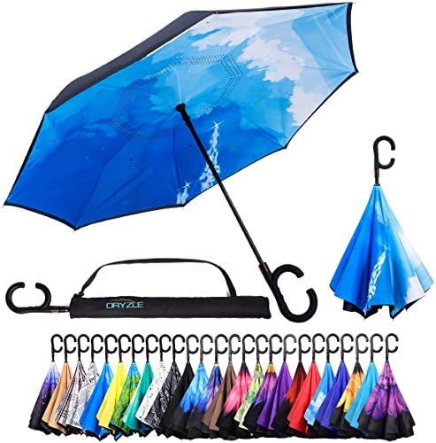 Reverse Inverted Inside Out Umbrella - Upside Down UV Sun Protection Windproof Brella That Open Better Than Most Umbrellas, Reversible Folding Double Layer, Suitable for Golf, Car, Women and Men