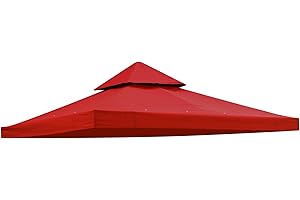 Yescom 8x8Ft 2-Tier Gazebo Top Replacement UV30+ for Dual Tier Gazebo Frames Outdoor Patio Canopy Cover Party Backyard Garden Red