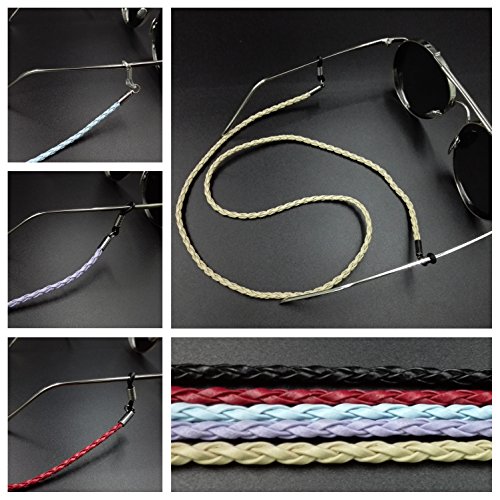 Eyeglass Holder Kalevel Braided Leather Eyeglass Straps for Men Women