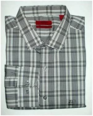 Amazon.com: Alfani Men's Fitted Perfomance Plaid Dress Shirt Black Size 15.5, 32/33: Shoes