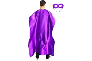 ADJOY Adult Superhero Cape and Mask for Man and Woman - Halloween Vampire Capes Party Dress Up Superhero Costume