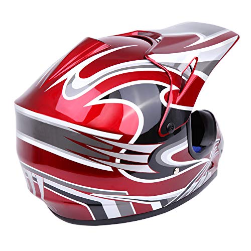 Sange DOT Youth Kids Offroad Helmet Motocross Helmet Dirt Bike ATV Motorcycle Helmet Gloves Goggles (Red, Medium) - Thumbnail 6
