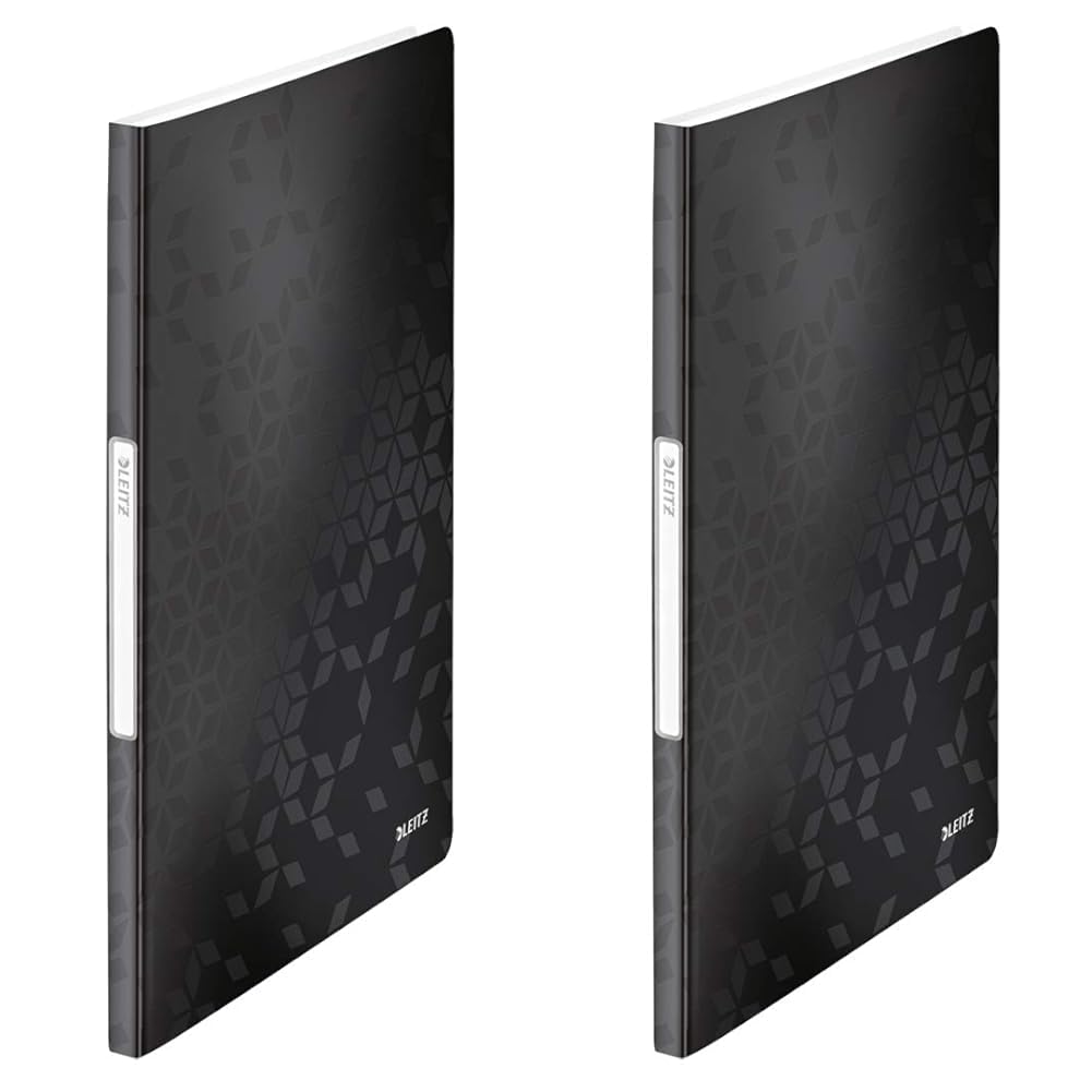 Leitz A4 Display Book, 20 Pockets, 40 Sheet Capacity, Transparent Pockets, Black, WOW Range, 46310095 (Pack of 2)