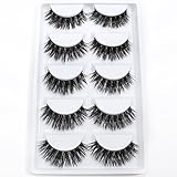 3D Mink False Eye Lashes Beautyorigin Fake Eyelashes 100% Siberian Mink Fur Makeup Wispy Long Cross Thick Reusable Fake Eyelashes 5 Pairs/pack （Style 01）