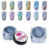 CLAVUZ 1g/Box Laser Holographic Nail Powder Rainbow Chrome Nail Powder Manicure Pigment Nail Art Tools