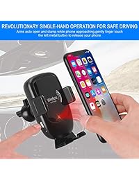 AmyZone   Cargador de coche inalámbrico rápido con abrazadera automática infrarroja de 7,5 W 10 W con certificado Qi para salpicadero y rejilla de ventilación compatible con iPhone Samsung Note  Nokia Moto Qi