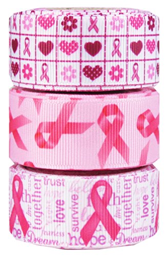 HipGirl Awareness Ribbon Printed Grosgrain Ribbon (15yd(3x5yd) 7/8