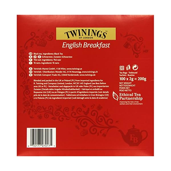 Twinings English Breakfast Tea - Schwarzer Tee - krÃ¤ftiger Schwarztee aus hochwertigen TeeblÃ¤ttern, gepflÃ¼ckt in Sri Lankas und Indiens besten TeegÃ¤rten, 100 Teebeutel (200g) – Bild 6