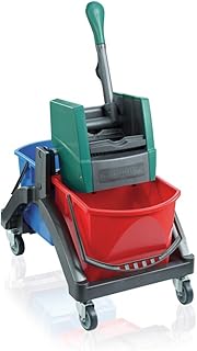 Leifheit Professional Nasswischwagen Duo mit zwei 17 L Eimern, hochwertiger und stabiler Reinigungswagen, Putzwagen mit abnehmbarer Handhebelpresse