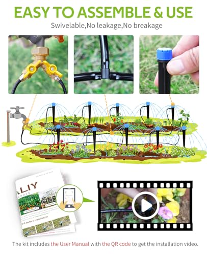HIRALIY 98.4FT Drip Irrigation Kit, Garden Watering System, Blank Tubing DIY Automatic Irrigation Equipment Set for Outdoor Plants, Micro Drip Irrigation Kit for Greenhouse Flower, Bed Patio, Lawn