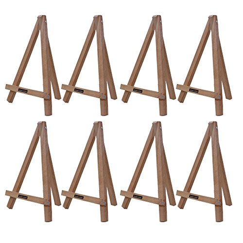 Roger & Moris Rubber Wood Mini A-Frame Easel - Portable Canvas Holder, Superior Quality for Home Decor, Displaying Pictures, Wedding Display (Size : 10 inch) Set of 8 (RM-3377)