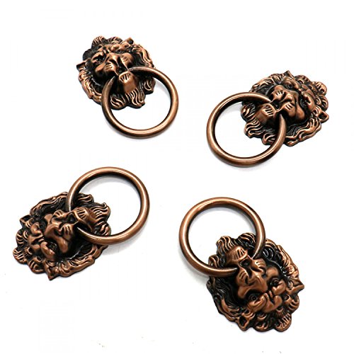 HUELE 10pcs Vintage Lion Head Knobs Cabinet Handles Furniture Door Hardware Handles Cupboard Closet Drawer Pulls (Bronze)