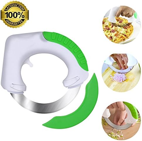 ANIKUV Circular Rolling Knife - Stainless Steel Multi Purpose Cutting Tool - FAST &amp; EASY for cutting Pizza, Meat, Vegetables &amp; Salad