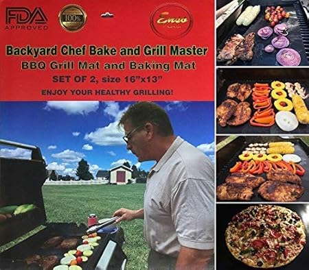 Backyard Chef Bake And Grill Master Grill Mat Baking Mat Bbq Accessories Heavy Duty Premium Nonstick Bbq Grill Mats Set Of 2 16x13 Grilling Tools Great Gift Ideas For Men Patio Lawn