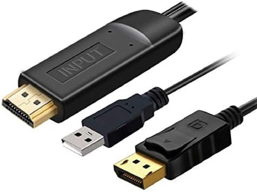PremiumCord HDMI 2.0 to DisplayPort 1.2 Cable, Resolution 4K @ 60Hz 2160p Full HD 1080p, 3D, Colour: Black, Cable Length 2 m
