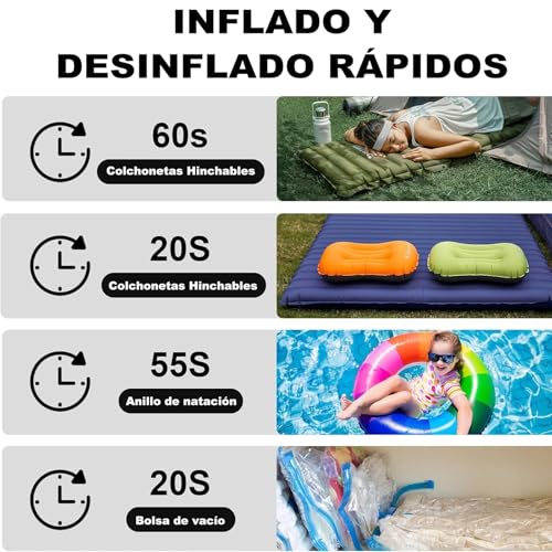 Ultra Mini Bomba De Aire Eléctrica, Bombas Aire Eléctricas Portátiles, Mini Bomba De Aire con 3 Modos Luz de Camping, 5 Boquillas, Inflador y Desinflador, Inflar Colchon Juguetes Inflables y Alberca