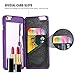 For iPhone 6 Wallet Case & iPhone 6S Wallet Case, FLOVEME [Slim Fit] [Hidden Mirror] Premium Wallets Cash ID Credit Card Slots Holder with Kickstand Feather Hard PC Back Cover, Purple