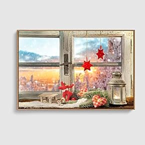 Framed Canvas Home Artwork Decoration Merry Christmas Canvas Wall Art for Living Room, Bedroom - 16x24 inches