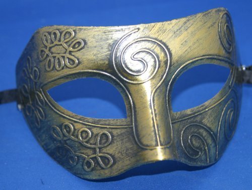 Mens Adult Gold Masquerade Greek Roman Facial Mask For Fancy Dress Masked Ball