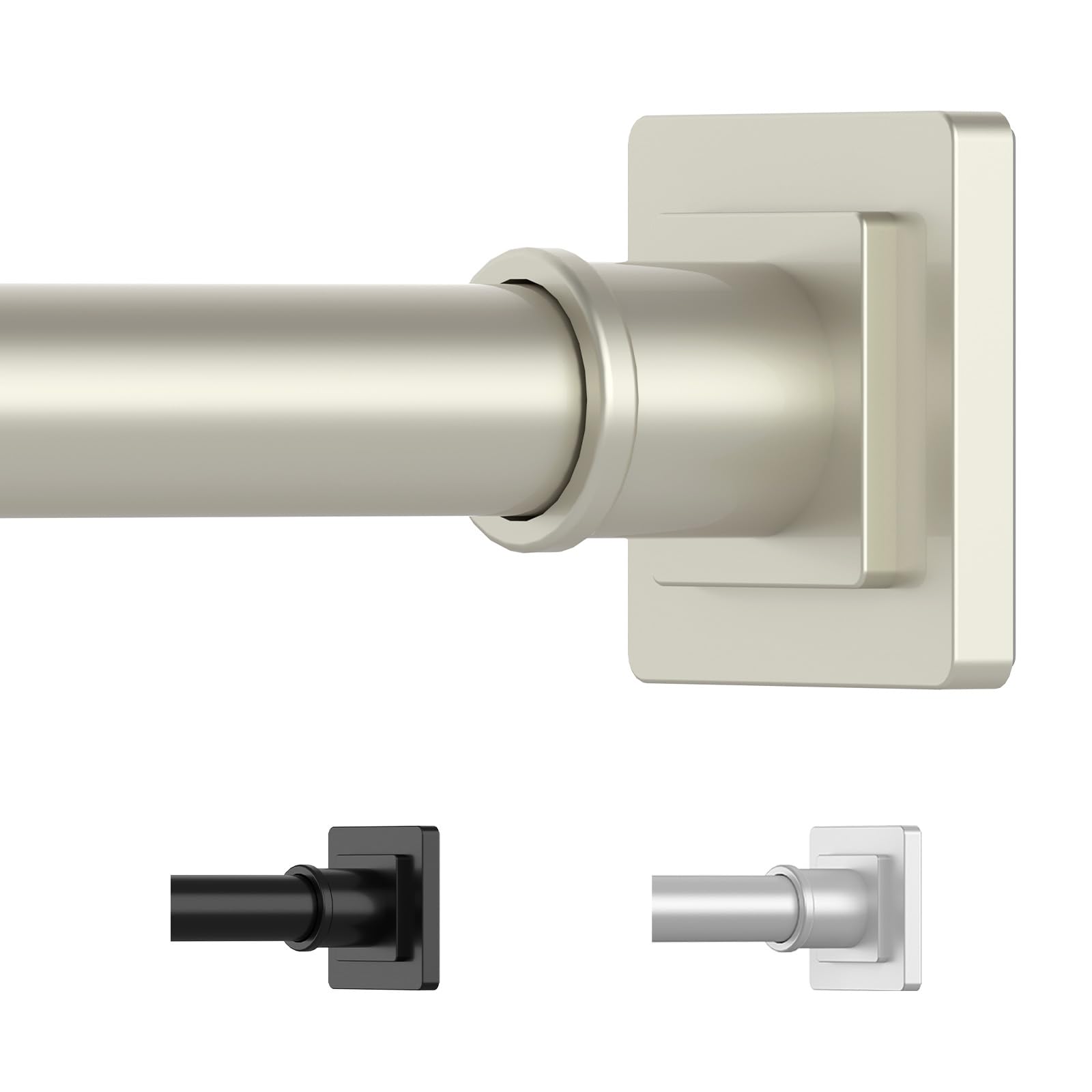 Photo 1 of UIOSANRT Brushed Nickel Shower Curtain Rod 31-79 Inches Non-Slip Shower Rod Tension Mounted No Drill Tension Shower Curtain Rods Spring Tension Rod for Windows Bathroom