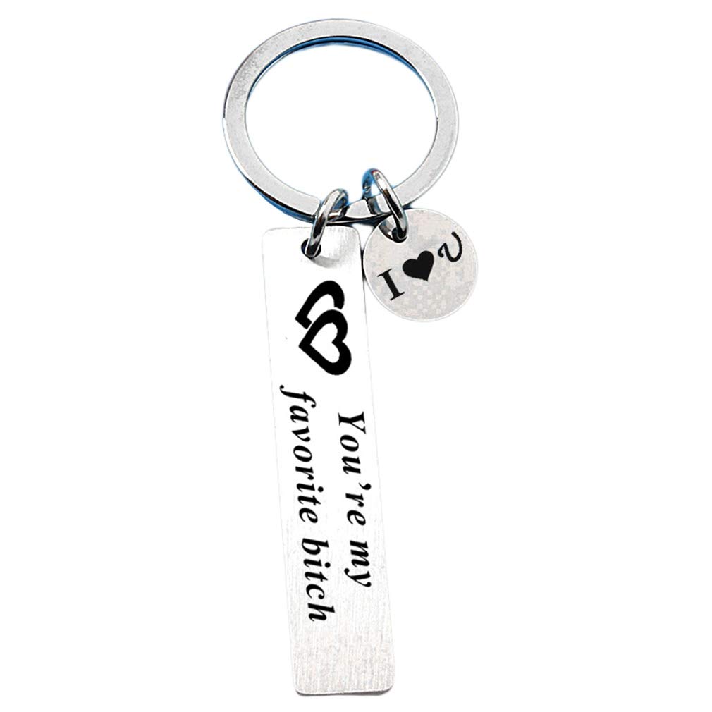 JK Home Funny Couple Keychain You're My Favorite Bitch Jewelry for Her Boyfriend Gift Husband - Stainless Steel Keyring - Gifts Lover Christmas Valentines Day — image 1