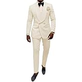 Botong Mens Shawl Lapel Suit Patterned Double Breasted Wedding Tuxedos Prom Suits Jacket Pants Groomsmen Suit