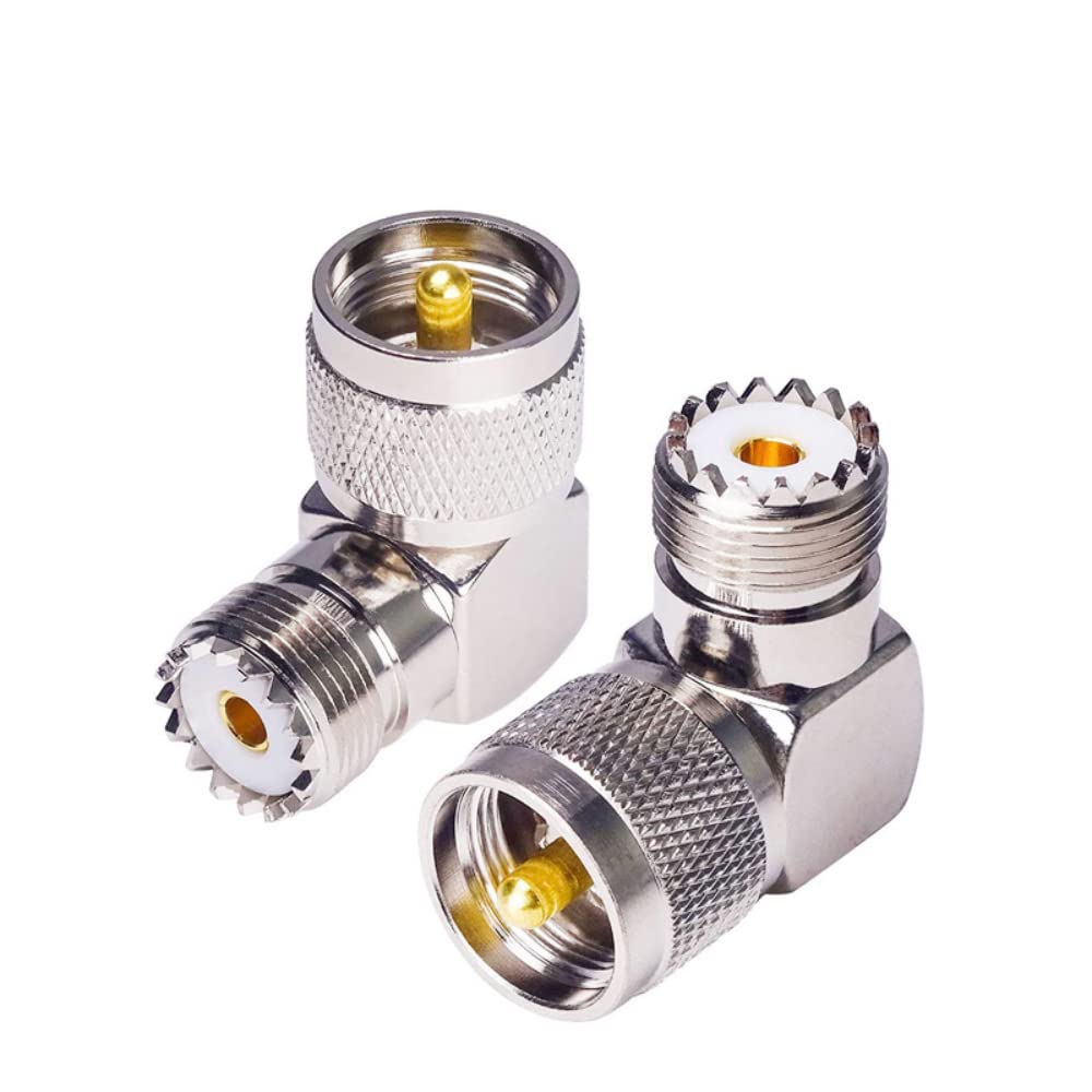DollaTek 2 x PL259 Coaxial Connector UHF Female SO239 External Screw Inner Hole to PL259 Male SL16/90 Degree Right Angle Antenna Adapter L-shaped M RF RF