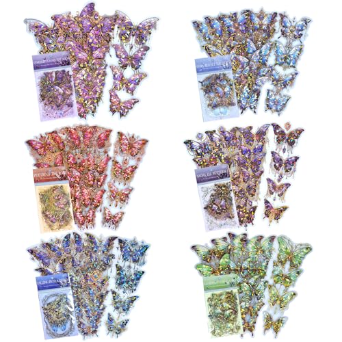 DAPUTOU Butterfly Stickers for Scrapbooking Set,Vintage Flower Natural Stickers 120pcs Transparent Aesthetic Scrapbook Supplies Journal Stickers for Card Making Journaling Envelopes DIY