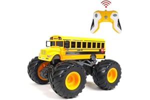WOWRC 1/18 School Bus Remote Control Monster Truck for Toddles 3-5, Big Foot RC Monster Truck Hot Wheels (Yellow)