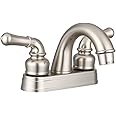 Dura Faucet DF-PL620C-SN RV Bathroom Sink Faucet - Smooth Turning 2-Lever (Brushed Satin Nickel)