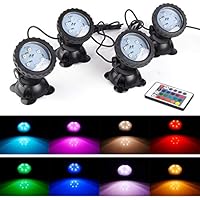 S SMIFUL Lawn Light Waterproof IP 68 Submersible Spotlight with LED Color Changing Spot Light for Aquarium Garden Pond Pool Tank Fountain Waterfall (Set of 4)